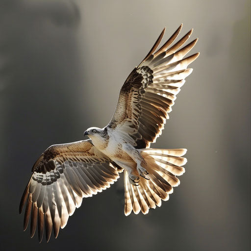 Kite bird captured in mid-flight with wings spread and shadows