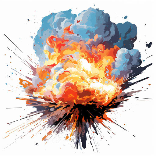Boom clipart in the style of oil painting, on a white background