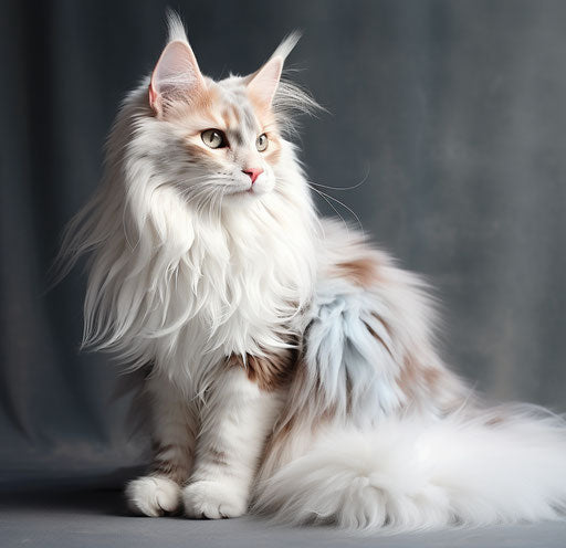 Spayed female cat male spayed female cat, dark white and light aquamarine style, light bronze and light beige, light crimson and light beige, booru, manticore, cottagepunk 28:27