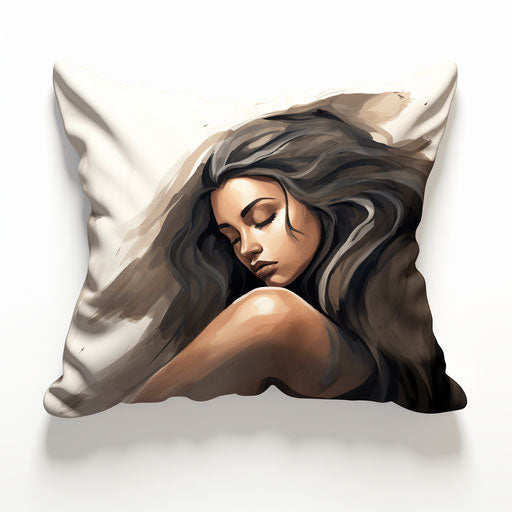 Pillow artwork in the chiaroscuro style, on white background