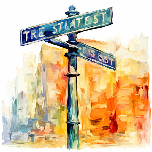 Street sign in Impressionistic Art style