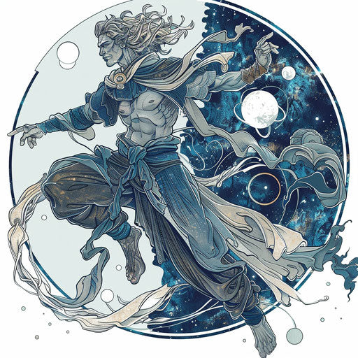 Elegant tattoo sketch of Baldur in heroic pose