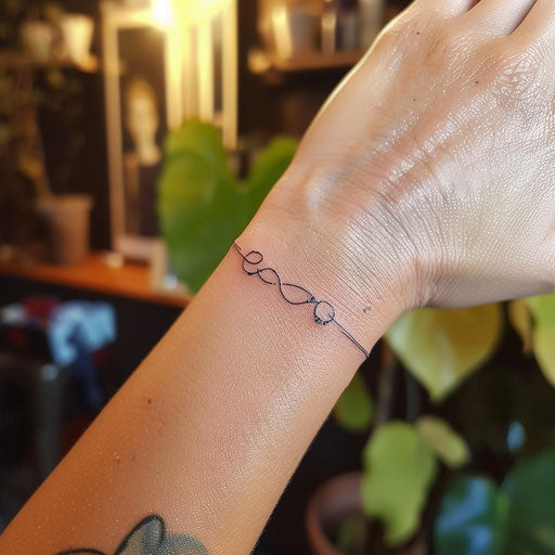 Infinity symbol wrist tattoo in the style of Maria Sibylla Merian