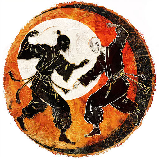 Martial arts dojo logo with contrasting yin-yang figures