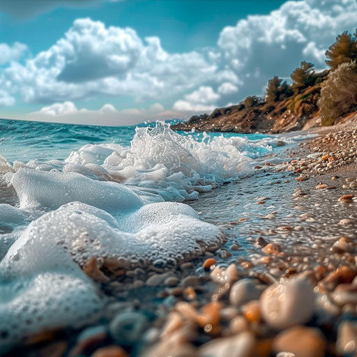 Pachia Ammo Beach, Crete with waves crashing against the shore