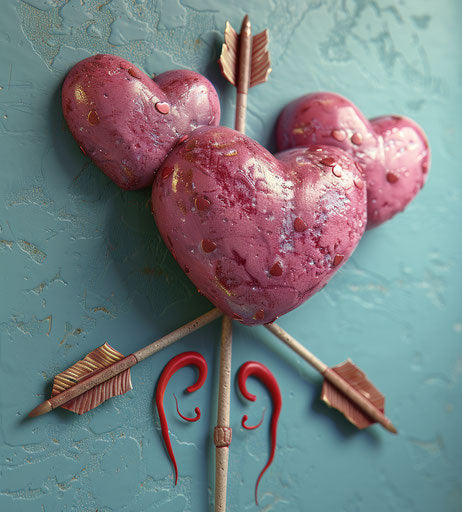 Heart and arrow with 2 hearts, vector illustration