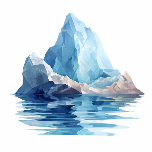 Iceberg clipart in the style of oil painting, on a white background