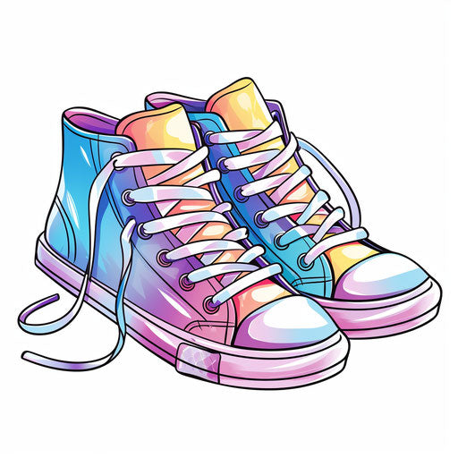 Vintage shoes clipart in Pastel Colors Art style, on white background