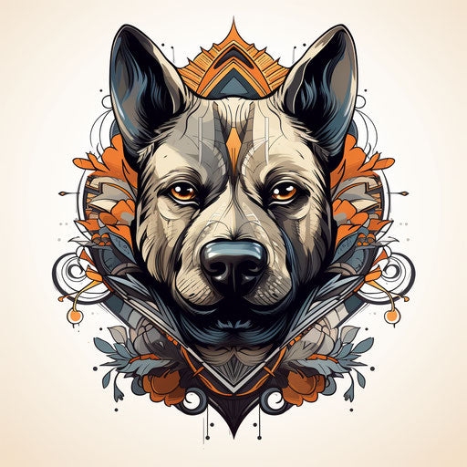 Dog with symmetrical tattoo designs