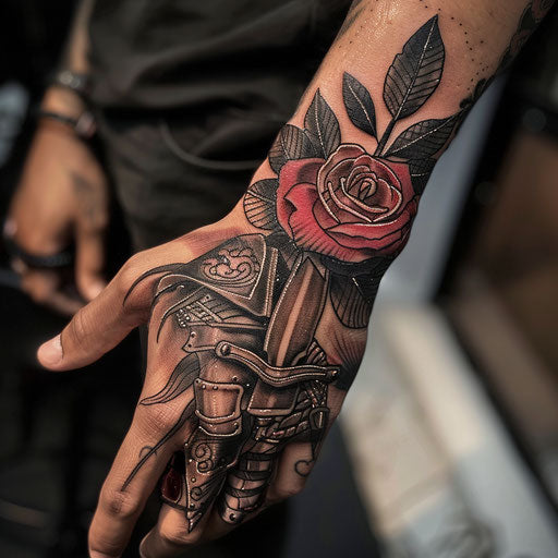 Rose Hand Tattoo Body Art Tattoo Stencil Kit