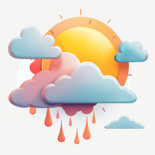 Realistic weather on flat white background, vibrant colors