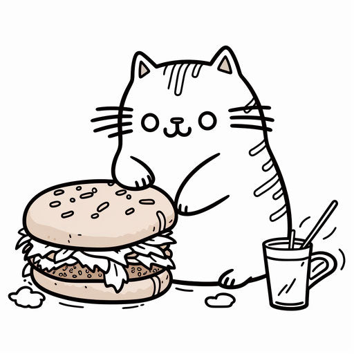 Pusheen cat coloring page in rainbowcore style