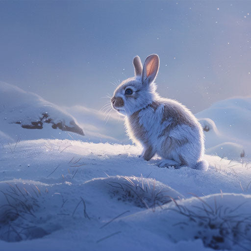A rabbit's journey through a snowy landscape, testament to resilience