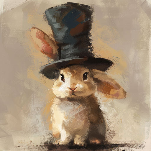 A rabbit in a hat, a playful nod to classic magic tricks, with a modern twist.