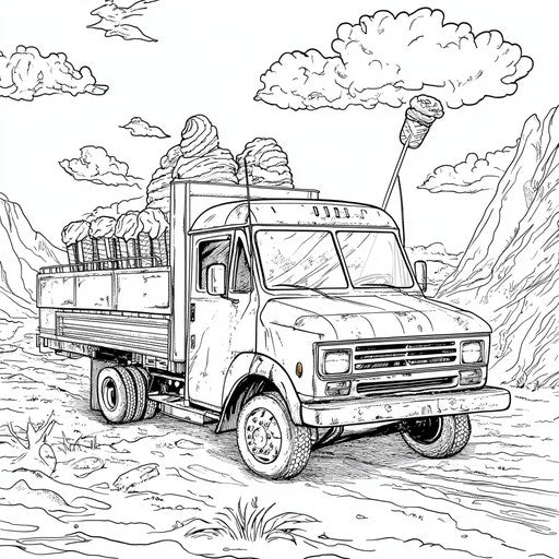 Dynamic ice cream truck in an action scene