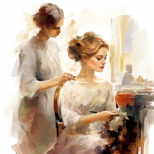Salon clipart in the style of Oil painting, on a white background