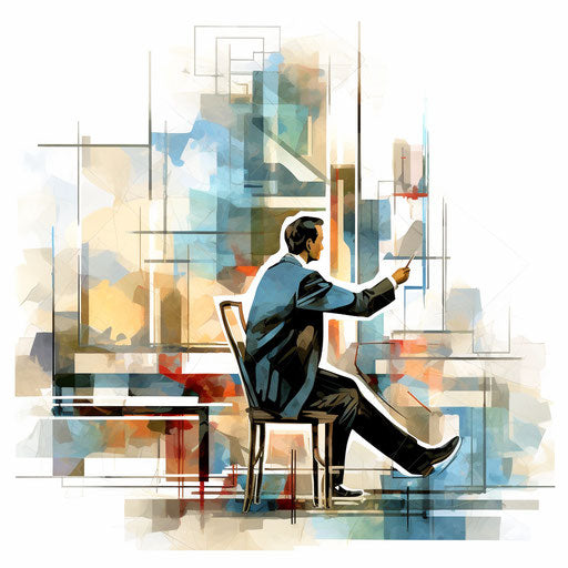 Architect clipart in the style of Impressionistic Art, on a white background
