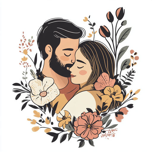 Beautiful flat tattoo sketch mom and dad in pastel shades