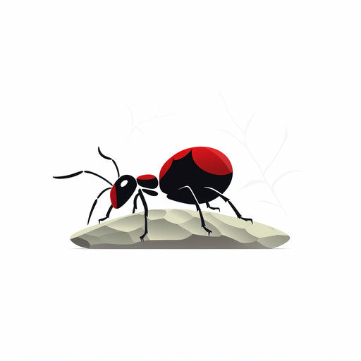 Ant in Minimalist style, on white background