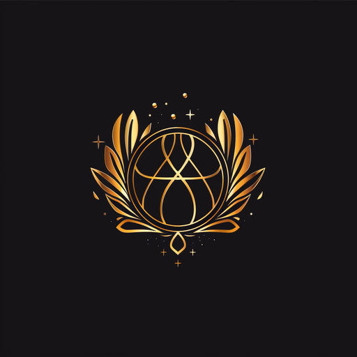 Stylish basketball logo with gold details on black background