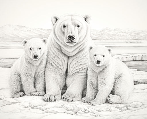 Polar bears family coloring pages