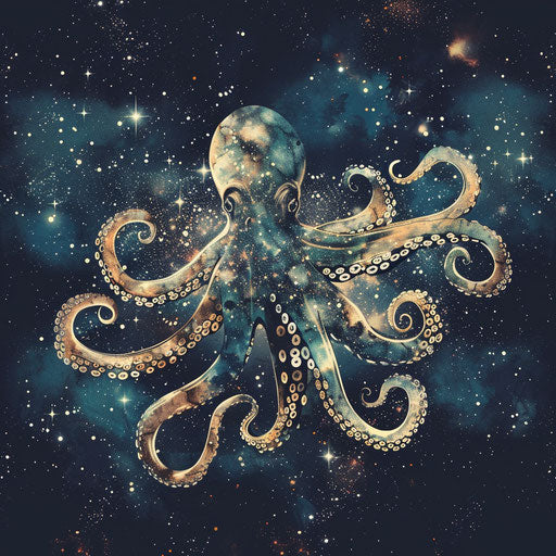 Celestial octopus with starry tentacles