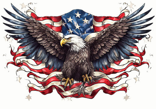 Vintage American flag and eagle tattoo
