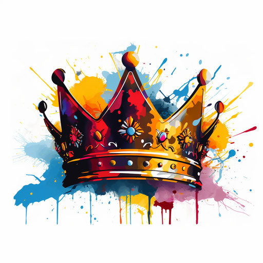 Crown vector PNG in the style of Oil painting, on a white background