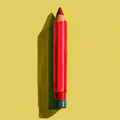 Red crayon clipart on chartreuse background