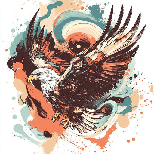 Eagle tattoo on hand with abstract background