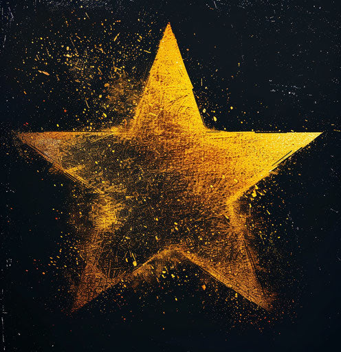 Yellow star icon, Naoki Urasawa style, vibrant