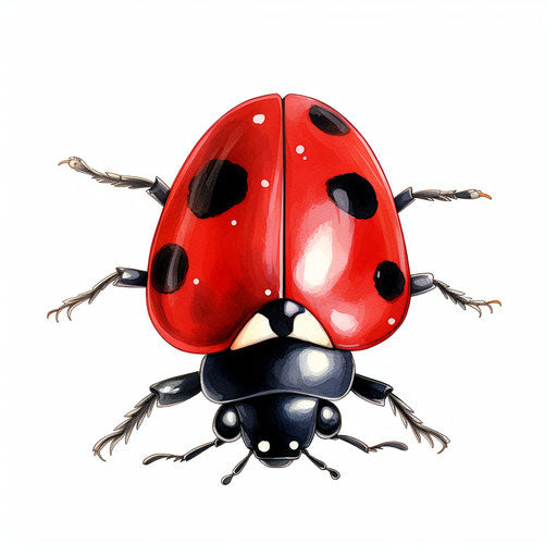 Ladybug illustration in the style of Chiaroscuro Art, on white background