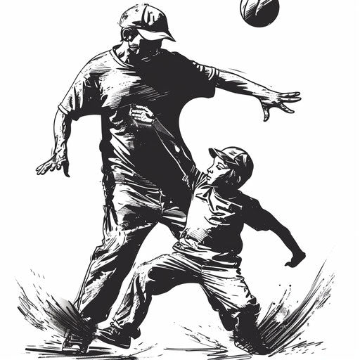 Dynamic father-son sports game in energetic style