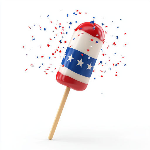 3D Fireworks on the Fourth of July on Flat White Background