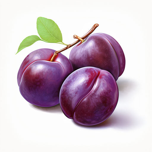 Plum clipart in the style of Oil painting, on a white background
