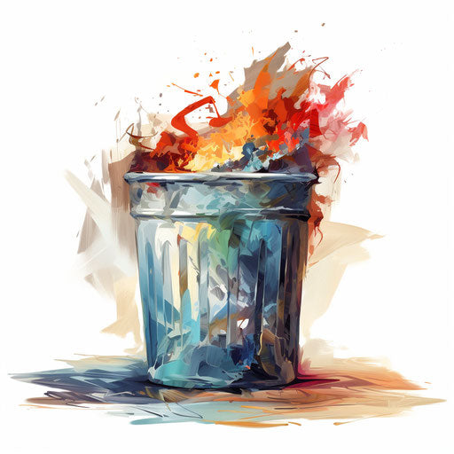 Trash Can Clipart in the style of Impressionistic Art