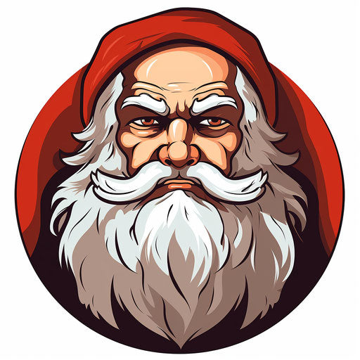 Santa face clipart in the style of Chiaroscuro Art, on a white background