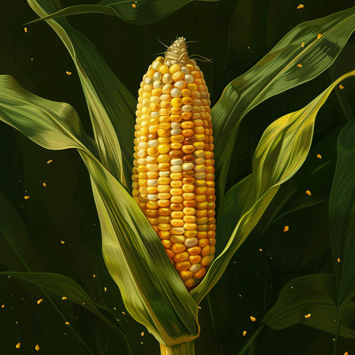 Realistic corn illustration with flat random background