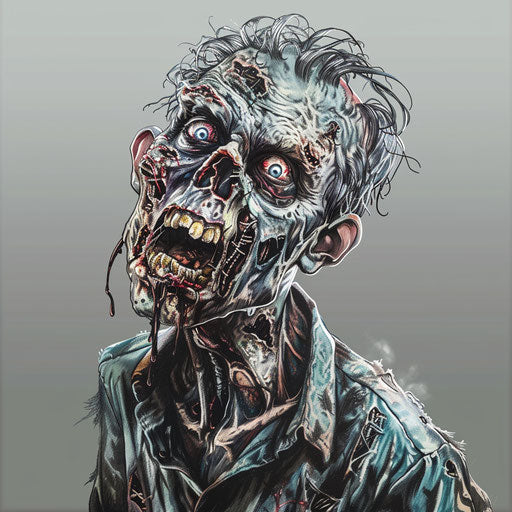 Metallic silver background with realistic zombie clipart