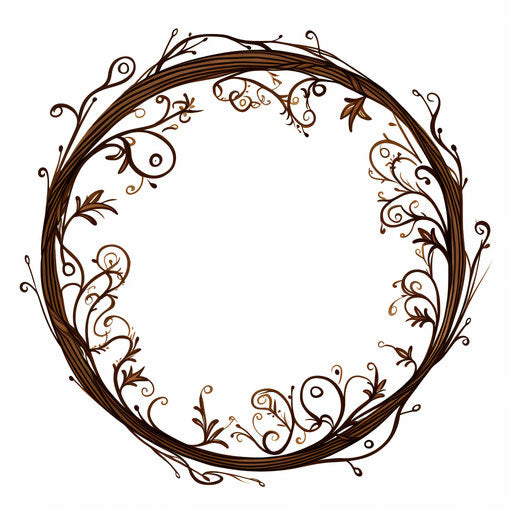 Elegant round frame with decorative outlines in batik style