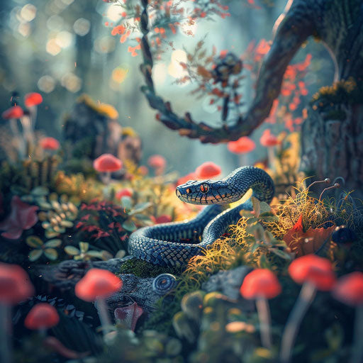 Hognose snake in a whimsical forest