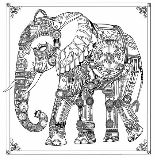 Steampunk elephant with gears and mechanical parts