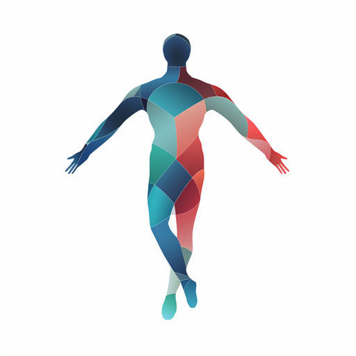 Minimalist human body illustration on white background