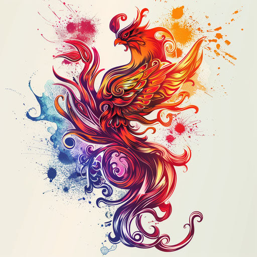 Symbolic tattoo sketch of Baldur with a phoenix