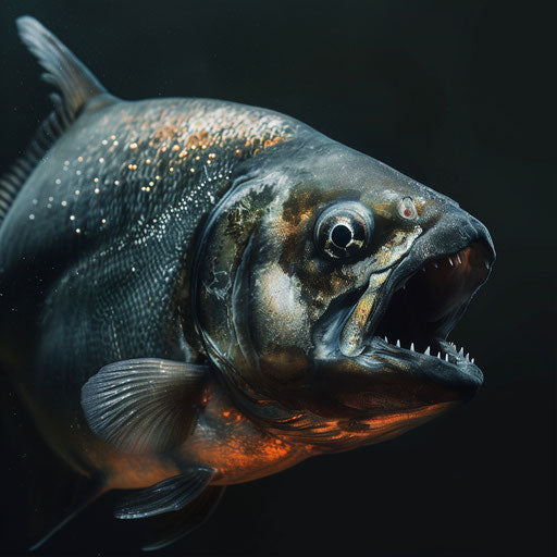 Detailed and dramatic studio portrait of a piranha fish