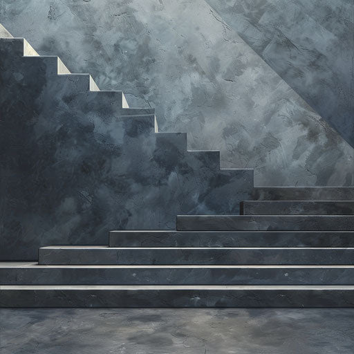 Realistic stairs highlighted by slate grey background