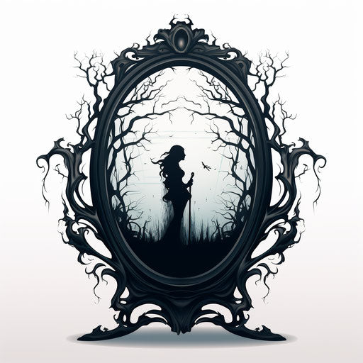 Reflection clipart in the style of Chiaroscuro Art, on white background