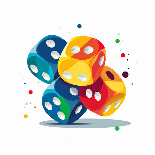 Minimalist dice illustration on white background