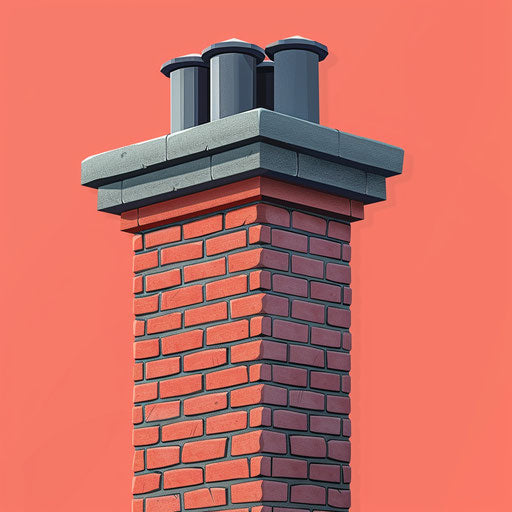 Realistic chimney on flat, vibrant coral background