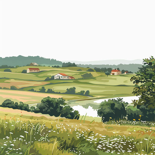 Country clipart in photo realistic style with flat white background